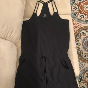 Knee length, drawstring black dress